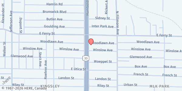 Map showing HUMBOLDT PARKWAY BAPTIST CHURCH at 790 HUMBOLDT PARKWAY, BUFFALO, NY