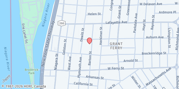 Map showing Jericho Road Community Health Center at 184 Barton Street, Buffalo, NY