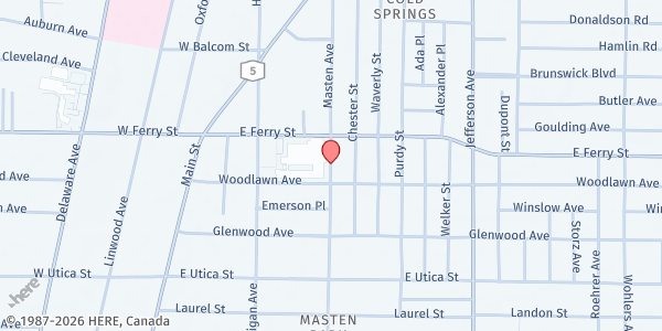 Map showing JOSEPH PROJECT MOBILE F.P. - Masten Avenue at 449 MASTEN AVENUE, BUFFALO, NY