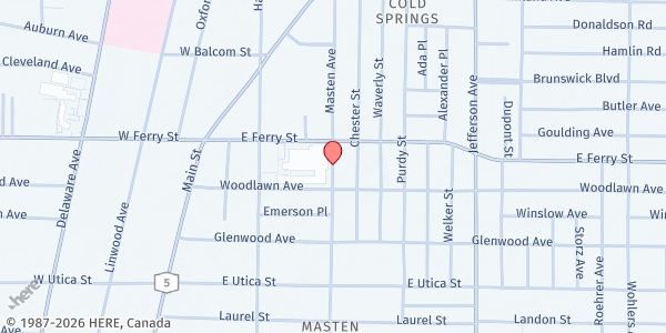 Map showing JOSEPH PROJECT MOBILE F.P. - Masten Avenue at 449 Masten Avenue, Buffalo, NY