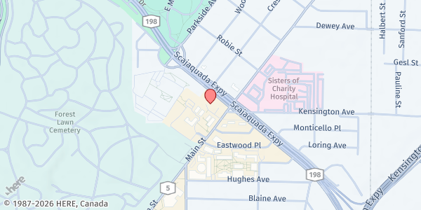 Map showing LBJ Apartment Community Action Organization Food Pantry at 167 Humboldt Pkwy, Buffalo, NY