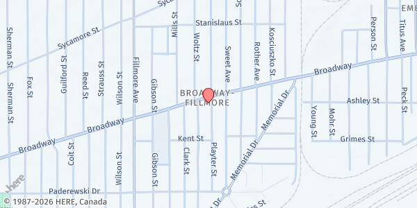 Map showing MATT URBAN CENTER FOOD PANTRY at 1081 BROADWAY, BUFFALO, NY