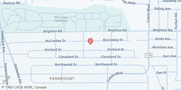 Map showing NEW COVENANT TABERNACLE F.P. at 345 McConkey Dr, Buffalo, NY