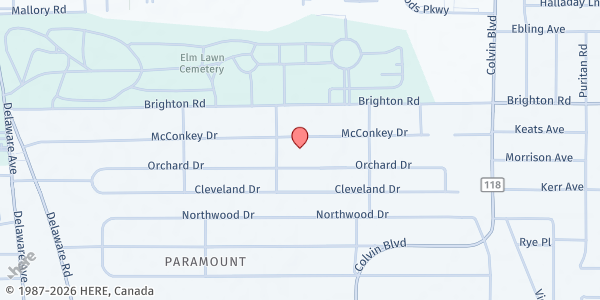 Map showing NEW COVENANT TABERNACLE F.P. - Buffalo at 345 McCONKEY DRIVE, BUFFALO, NY