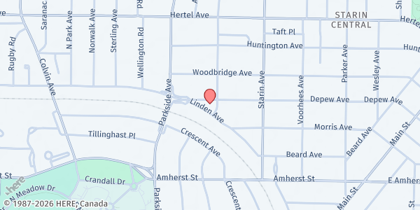 Map showing NORTH BUFFALO FOOD PANTRY at 2 WALLACE AVENUE, BUFFALO, NY