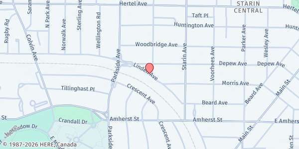 Map showing NORTH BUFFALO FOOD PANTRY at 2 WALLACE AVENUE, BUFFALO, NY