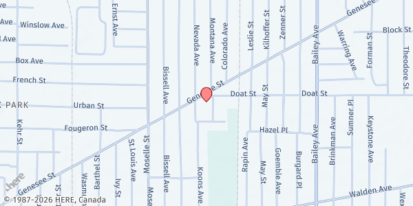 Map showing RESURRECTION LUTHERAN PANTRY at 3 DOAT STREET, BUFFALO, NY