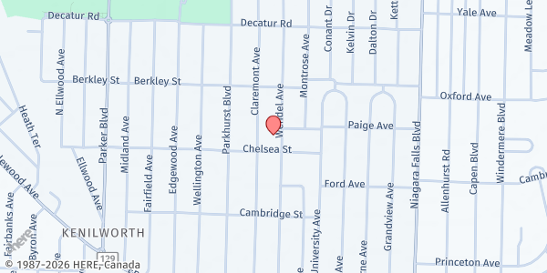 Map showing Saint Faustina's Gate - Food Distribution Center at 263 Claremont Ave, Buffalo, NY