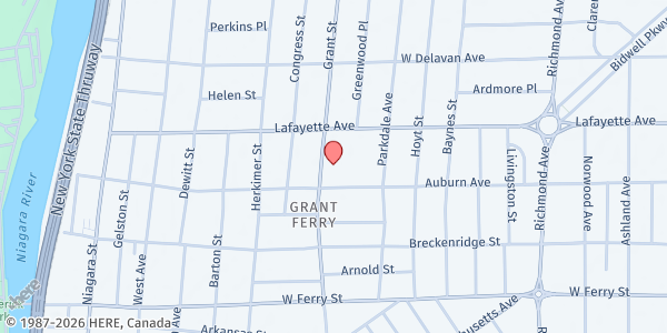 Map showing Salvation Army - Temple Corps - Food Distribution Center at 187 Grant St #193, Buffalo, NY
