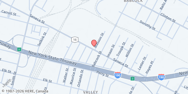 Map showing SENECA BABCOCK FOOD PANTRY at 1168 Seneca St, Buffalo, NY