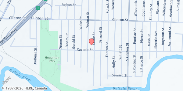 Map showing St. Casimir Church Food Pantry at 160 Cable Street, Buffalo, NY