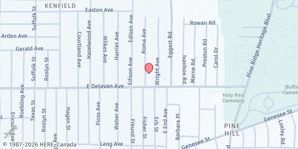 Map showing ST. LAWRENCE OUTREACH PANTRY at 25 ROMA AVE, BUFFALO, NY