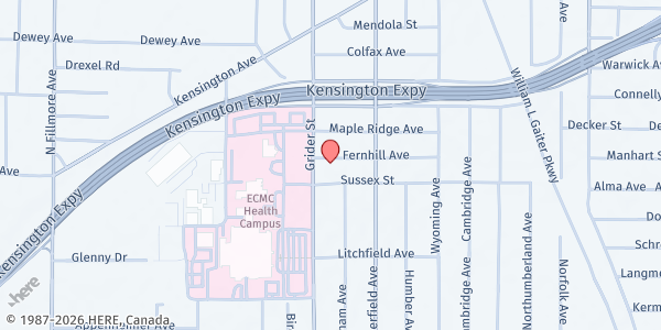 Map showing ST. PHILIP'S EPISCOPAL CHURCH at 15 FERNHILL AVENUE, BUFFALO, NY