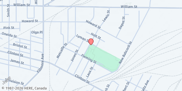 Map showing T.J.DULSKI COMMUNITY CENTER at 129 Lewis St, Buffalo, NY