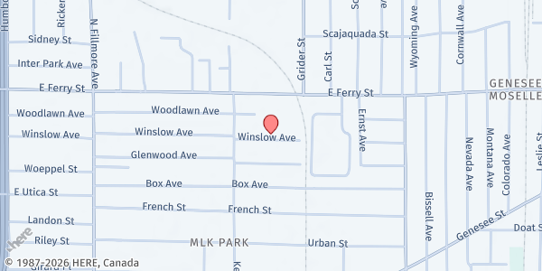 Map showing TASTE OF FAITH FOOD PANTRY at 594 Winslow Ave, Buffalo, NY
