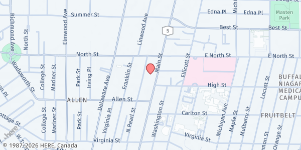 Map showing THE SALVATION ARMY - BUFFALO at 1000 Main Street, Buffalo, NY
