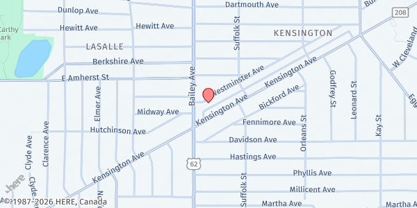 Map showing THE SALVATION ARMY - KENSINGTON at 21 WESTMINSTER AVENUE, BUFFALO, NY