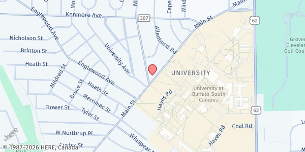 Map showing UNIVERSITY PRESBYTERIAN CHURCH at 3330 MAIN STREET, BUFFALO, NY