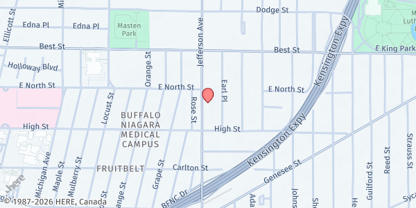 Map showing Urban Christian Ministries at 967 JEFFERSON AVENUE, BUFFALO, NY