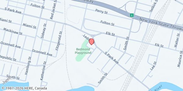 Map showing VALLEY COMMUNITY ASSOCIATION PANTRY at 93 Leddy St, Buffalo, NY