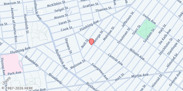 Map showing COMPASS Staten Island ON HOUSE COMMUNITY DEVELOPMENT CORPORATION - Brooklyn at 43 George Street, Bushwick, NY