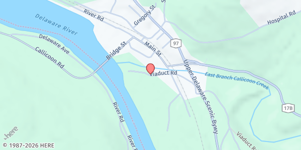 Map showing Delaware Youth Center - Callicoon Winter Farmers Market at 8 Creamery Road, Callicoon, NY