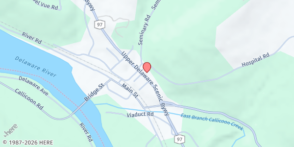 Map showing THE BLESSING FOOD PANTRY at 9290 Route 97, Callicoon, NY