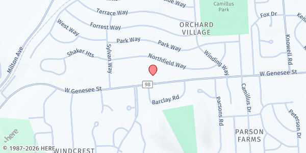 Map showing St Joseph's Church FP at 5600 W. Genesee Street, Camillus, NY