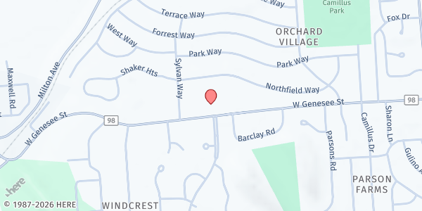 Map showing St. Joseph's Food Pantry at 5600 W. Genesee St., Camillus, NY