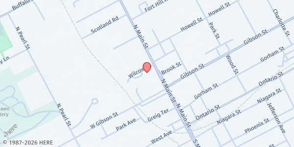 Map showing Canandaigua Churches in Action Food Pantry at 120 North Main Street, Canandaigua, NY