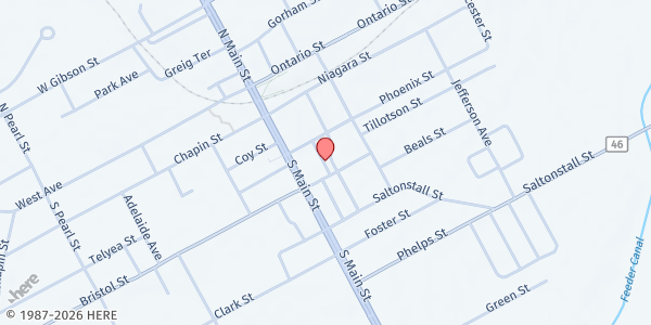 Map showing Canandaigua Farmers' Market - Covered Pavilion at 167 Mill Street, Canandaigua, NY