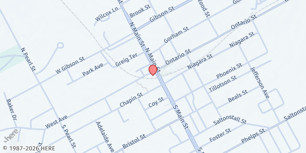 Map showing URMC Thompson Hospital Food Pantry at 5440 Rt 5&20, Canandaigua, NY