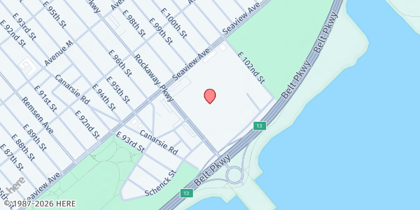 Map showing Bay View Houses Resident Associates at 2085 Rockaway Parkway, Canarsie, NY