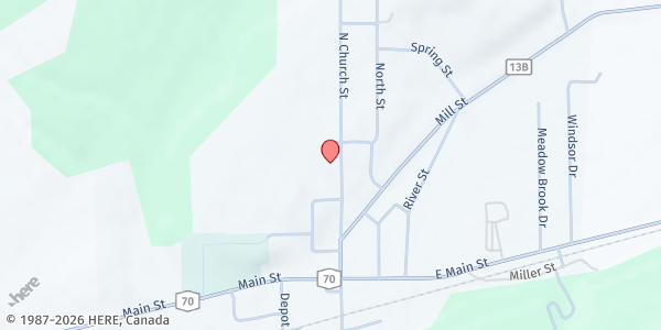 Map showing Masters Tabernacle Food Pantry - Food Distribution Center at 29 N Church St, Canaseraga, NY