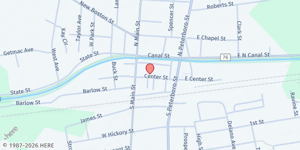 Map showing Canastota Loaves & Fishes SK at 144 Center St., Canastota, NY