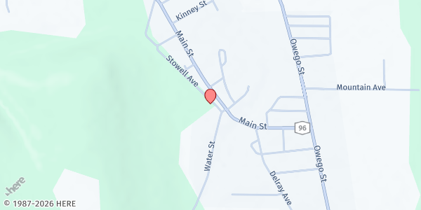 Map showing Bread of Life Food Pantry - Food Distribution Center at 1 Water St, Candor, NY