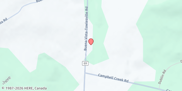 Map showing Buena Vista Wesleyan Church Food Pantry at 6034 County Rt 69, Canisteo, NY