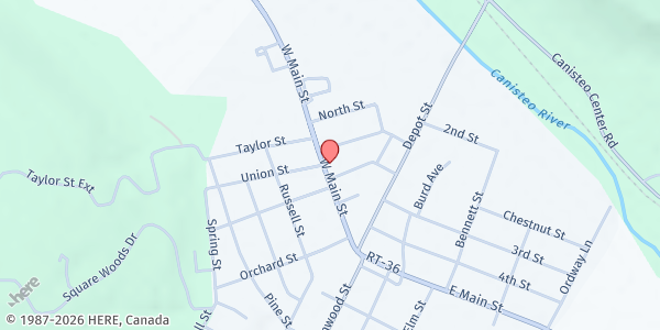 Map showing Steuben County Rural Ministry - Canisteo at 34 West Main St, Canisteo, NY