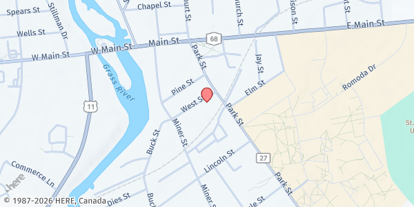 Map showing Canton Neighborhood Center Food Pantry at 5 West St, Canton, NY