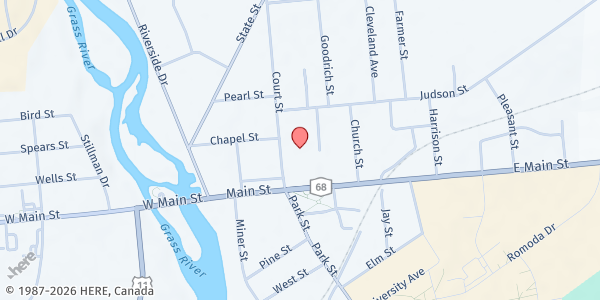 Map showing Church and Community Program Food Pantry at 30 Court Street, Canton, NY