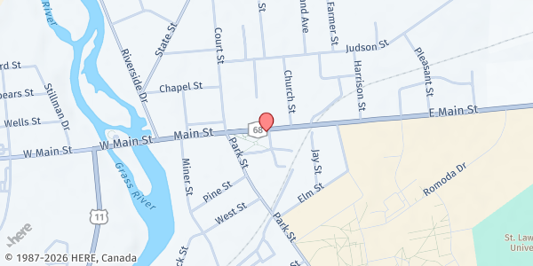 Map showing Village Green Park at Village Green Park, Main St., Canton, NY