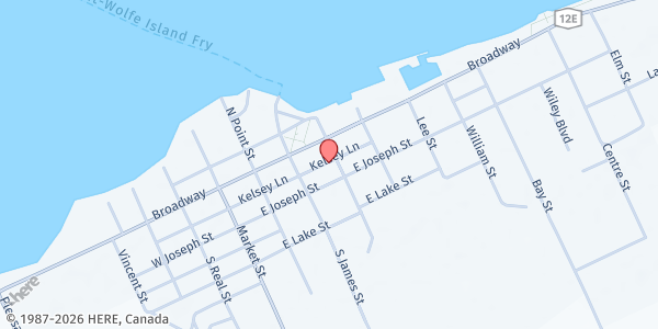 Map showing Cape Vincent Food Pantry at 159 Esselstyne St, Cape Vincent, NY