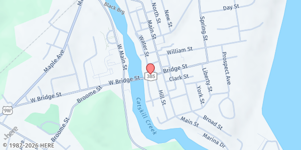 Map showing Catskill Community Fridge at Corner of Water and Bridge Street, Catskill, NY