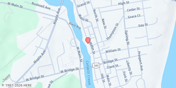 Map showing Catskill Farmers' Market at 145 Water St, Catskill, NY