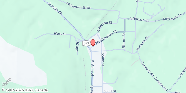 Map showing CATTARAUGUS FOOD PANTRY at 11 WASHINGTON STREET, CATTARAUGUS, NY
