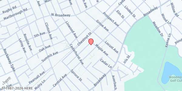 Map showing JCC of the Greater Five Towns at 591 Malvin Mall, Cedarhurst, NY