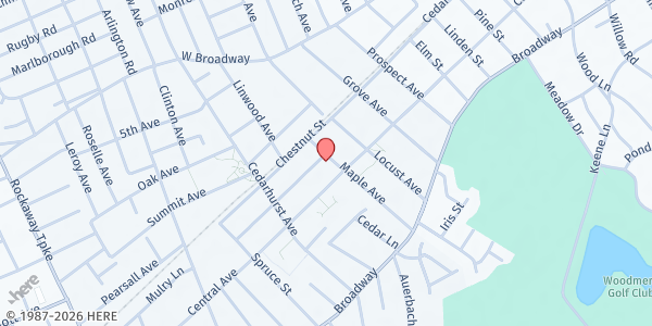 Map showing Marion & Aaron Gural JCC at 591 Willow Ave, Cedarhurst, NY