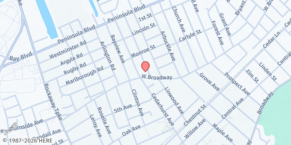 Map showing Rock and Wrap It Up at 405 Oceanpoint Ave., Cedarhurst, NY