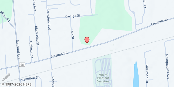 Map showing Lamb's Chapel at 25 Frowein Road, Center Moriches, NY