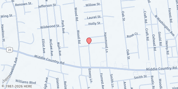 Map showing Assumption of the BVM Outreach at 20 Chestnut St., Centereach, NY